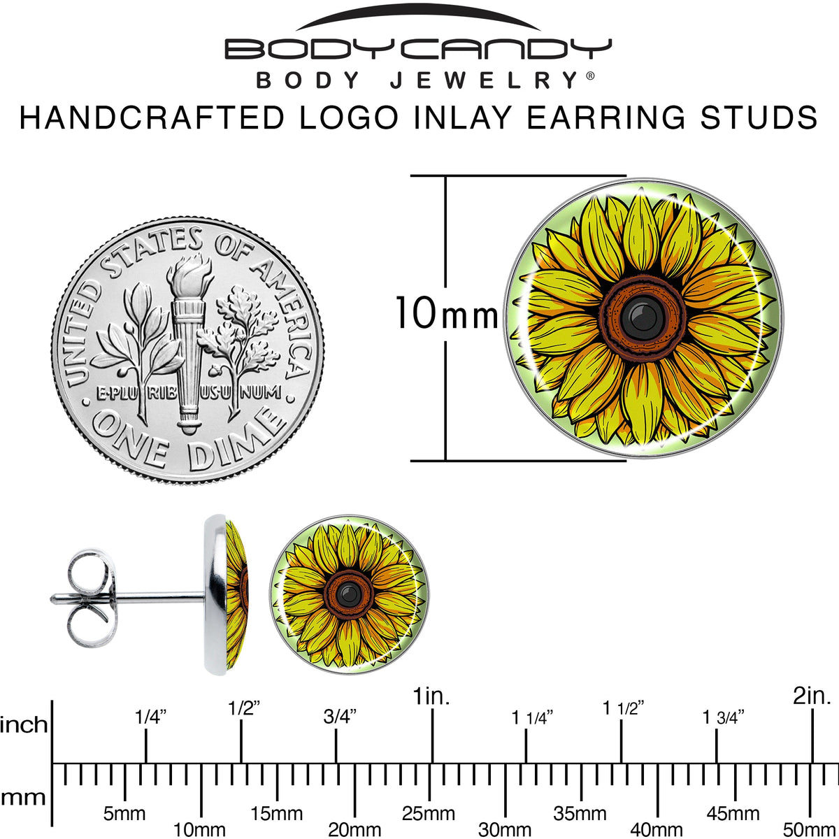 Blossom Creation Yellow Sunflower Stud Earrings by Onyx O