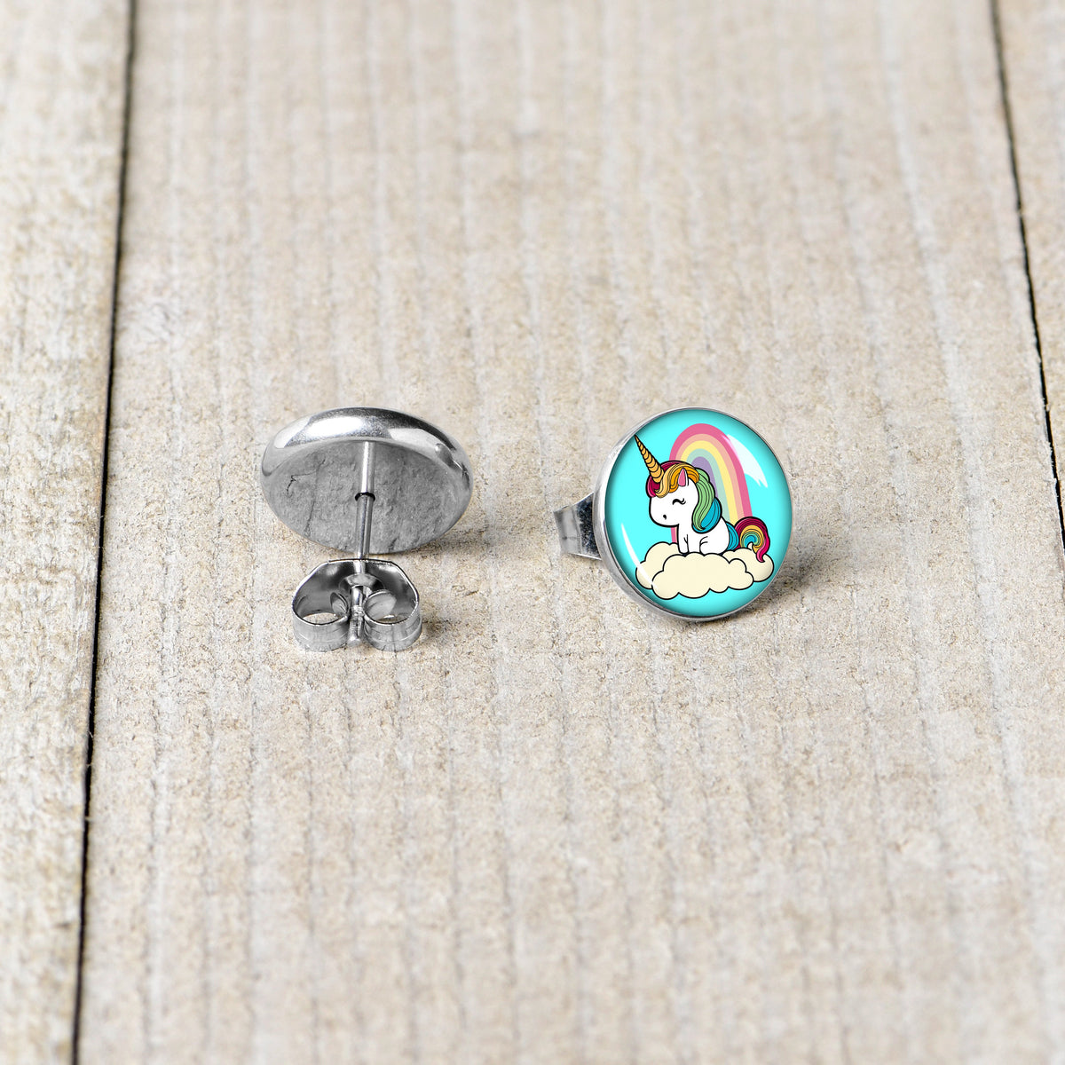 Rainbow Unicorn Stud Earrings by Onyx O
