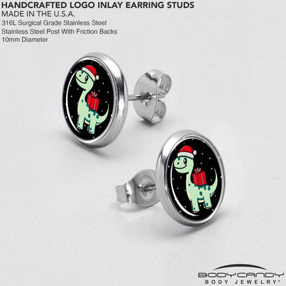 Christmas Holiday Dinosaur Stud Earrings by Onyx O