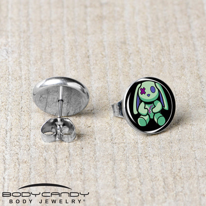 Zombie Bunny Stud Earrings by Onyx O