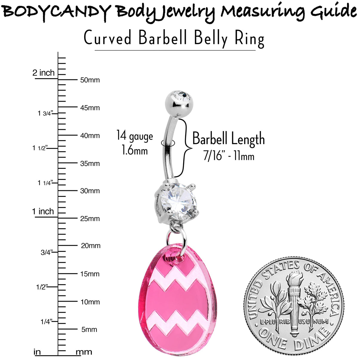 Clear Gem Pink Easter Decorated Egg Dangle Belly Ring