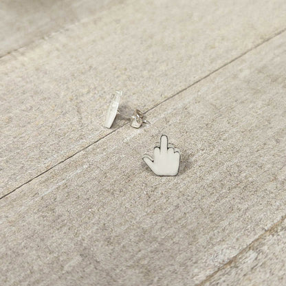 White Glow in the Dark Middle Finger Stud Earrings Set