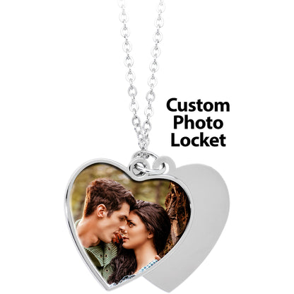 Custom Photo Sliding Locket Heart Pendant Necklace