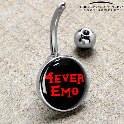 Black Red 4 Ever Emo Belly Ring by Onyx O