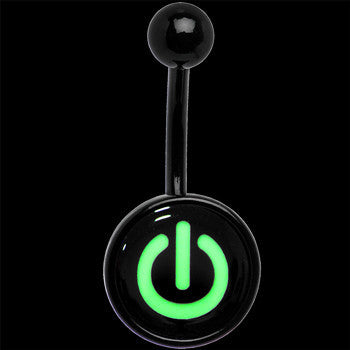 Glow in the Dark Titanium Power Button Belly Ring