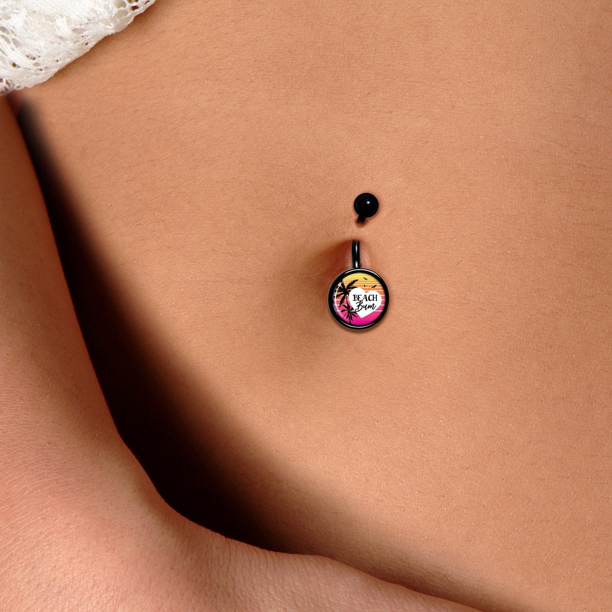 Tropical Paradise Beach Bum Black Belly Ring
