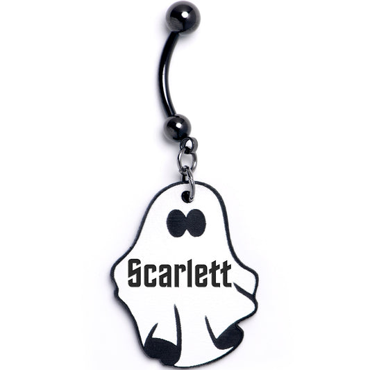 Custom Black Halloween Ghost Personalized Dangle Belly Ring