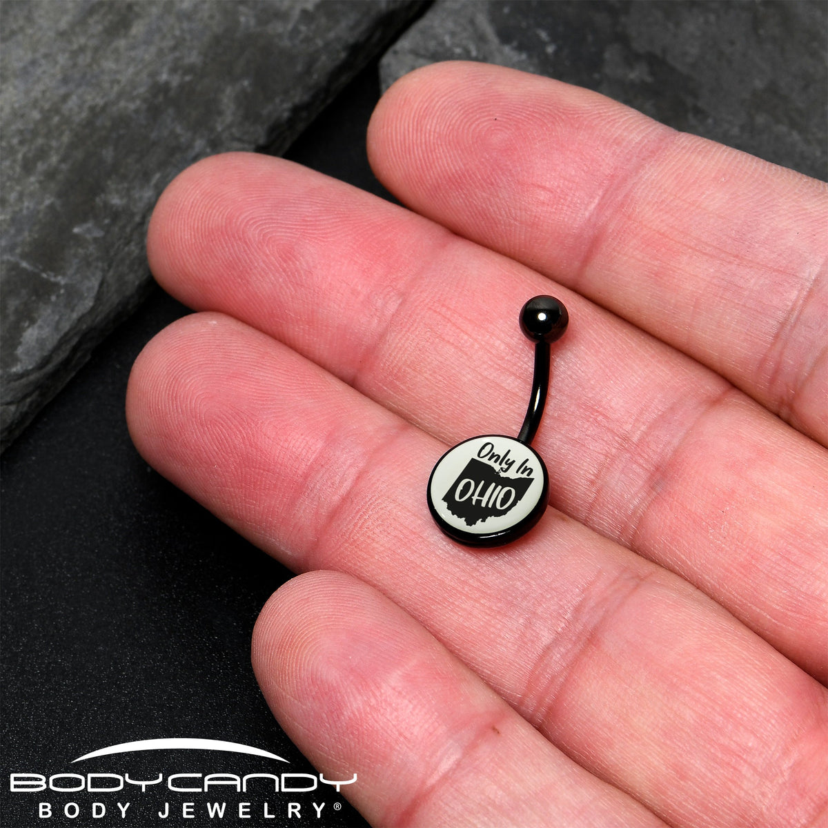 Glow in the Dark Black Only in Ohio Belly Ring by Onyx O