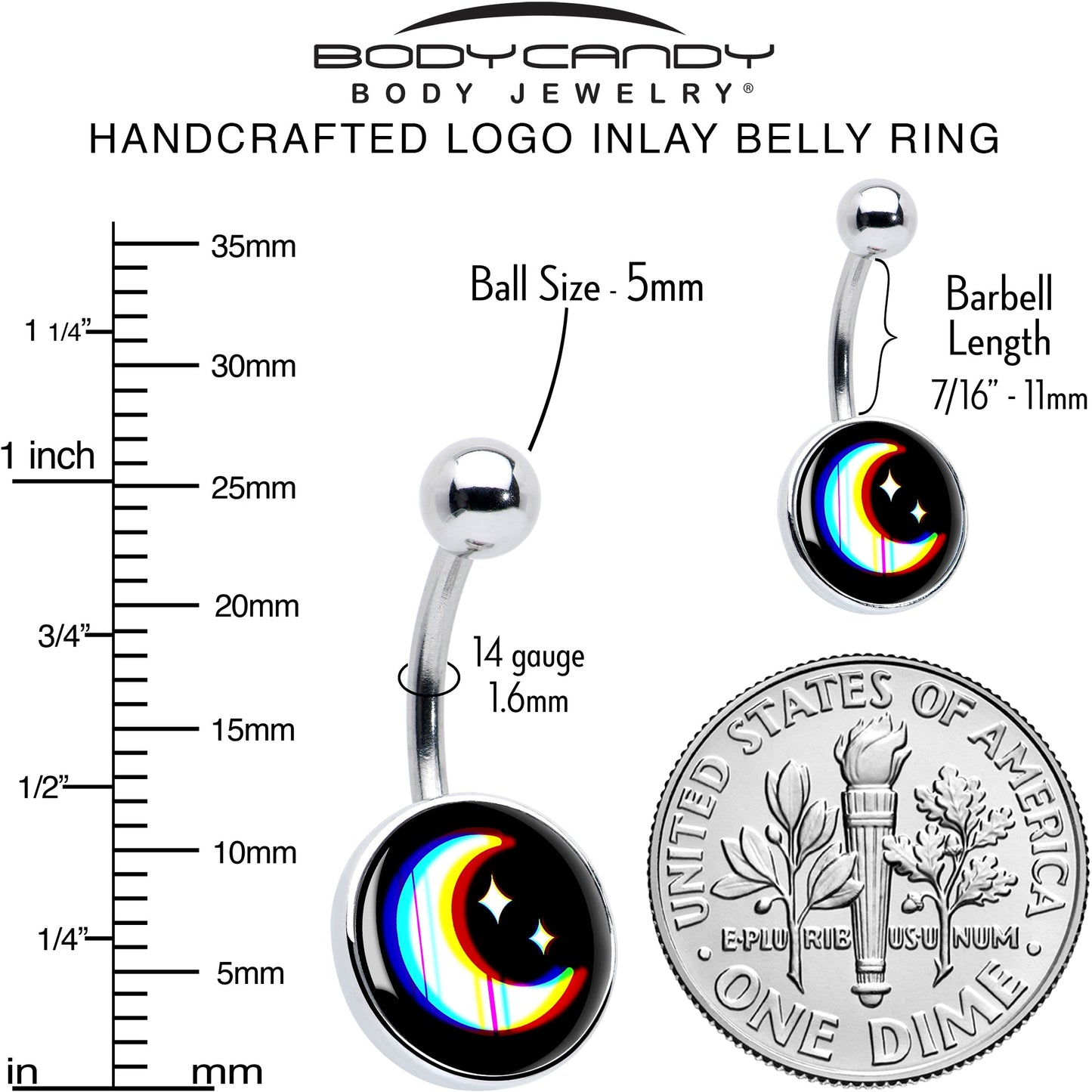 Chromatic Moon Belly Ring by Onyx O