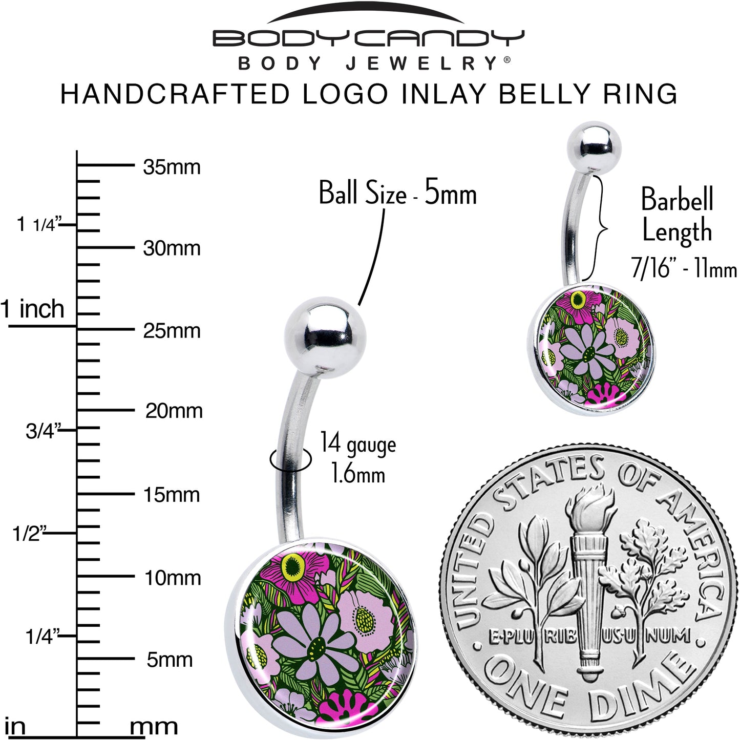 Blossom Creation Paradise of Pink Flowers Belly Ring by Onyx O
