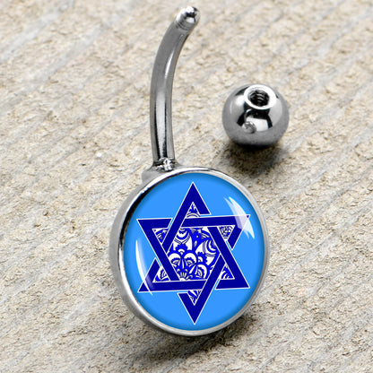 Floral Star of David Belly Ring by Onyx O