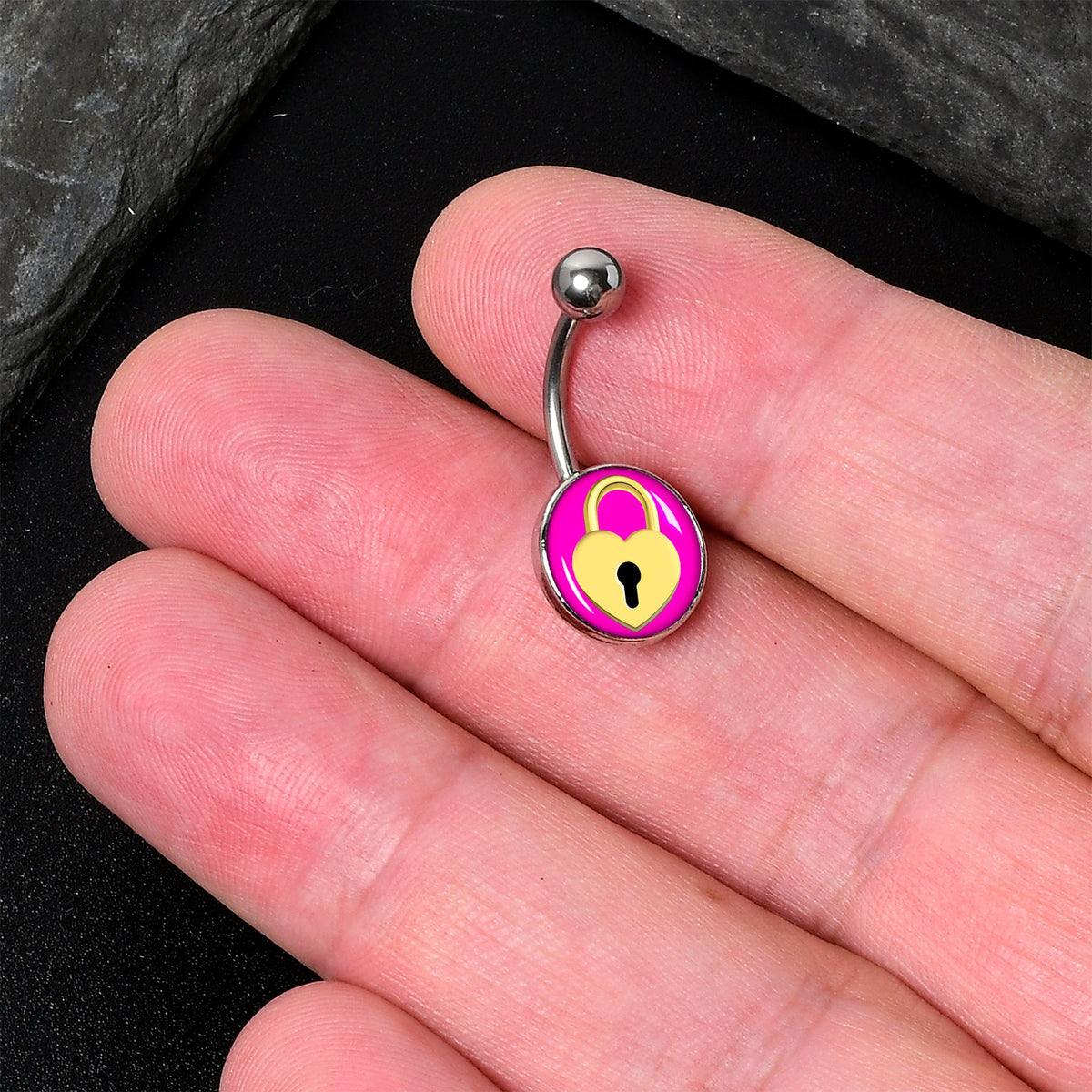 Heart Lock Belly Ring by Onyx O