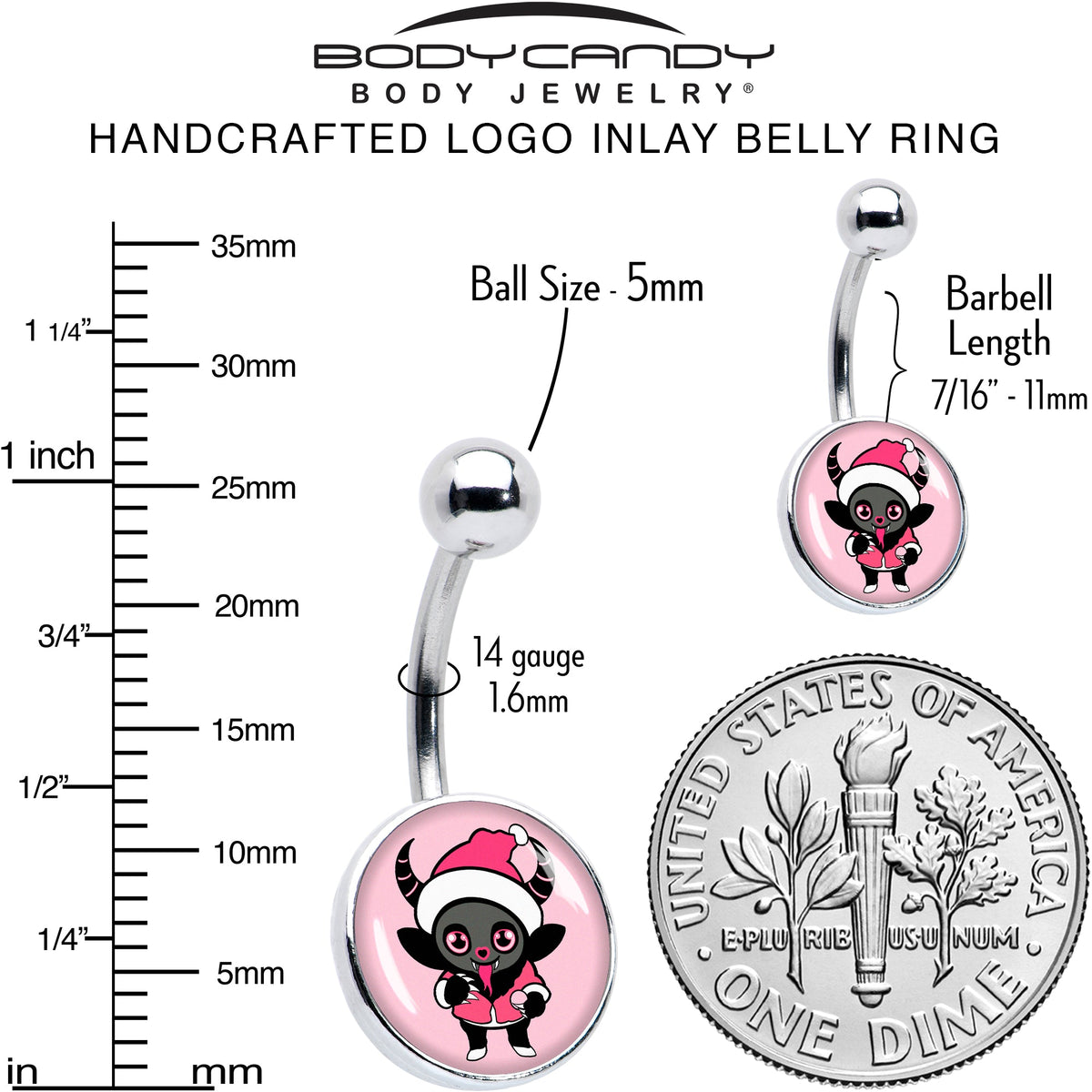 Krampus Cutie Christmas Holiday Belly Ring by Onyx O