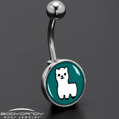 White Llama Belly Ring by Onyx O