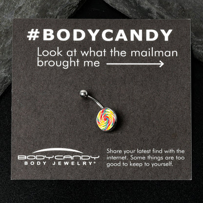 Rainbow Swirl Lollipop Belly Ring by Onyx O