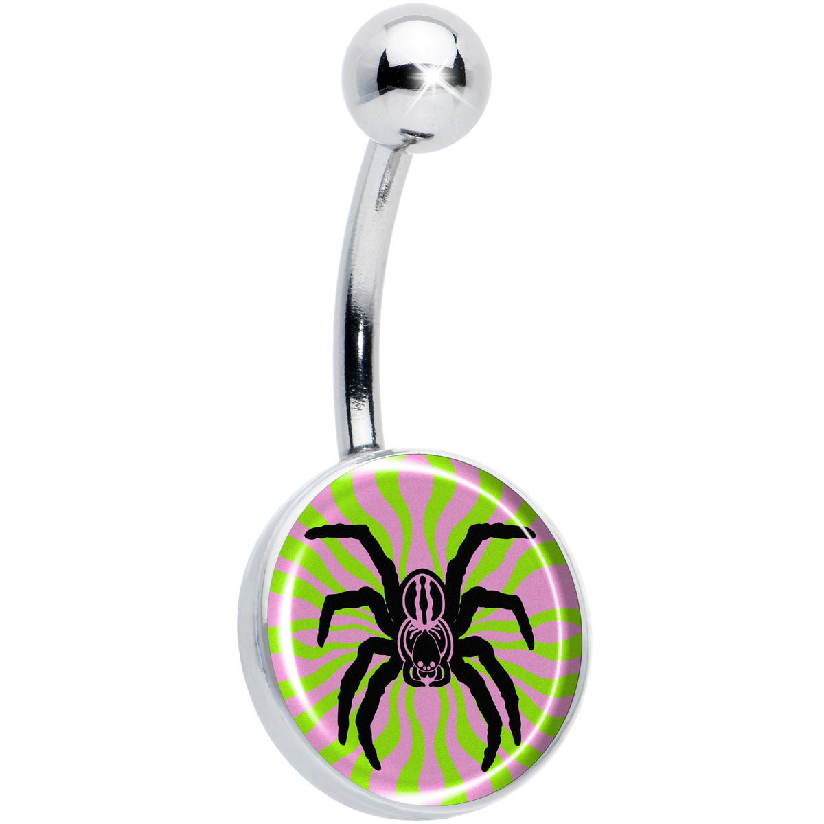 Psychedelic Spider Belly Ring by Onyx O