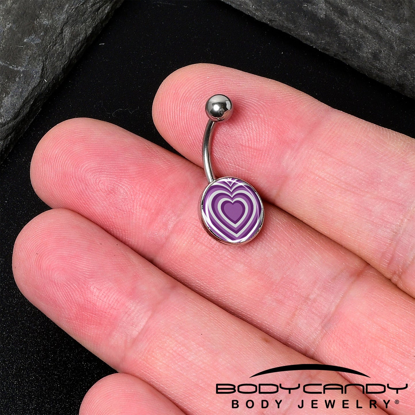 Purple Retro Heart Belly Ring by Onyx O