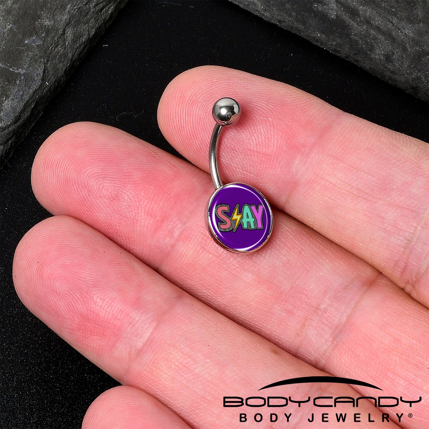 Colorful Lighting SLAY Belly Ring by Onyx O