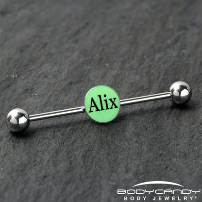 Custom Glow in the Dark Personalized Name Industrial Barbell