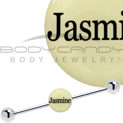 Custom Glow in the Dark Personalized Name Industrial Barbell
