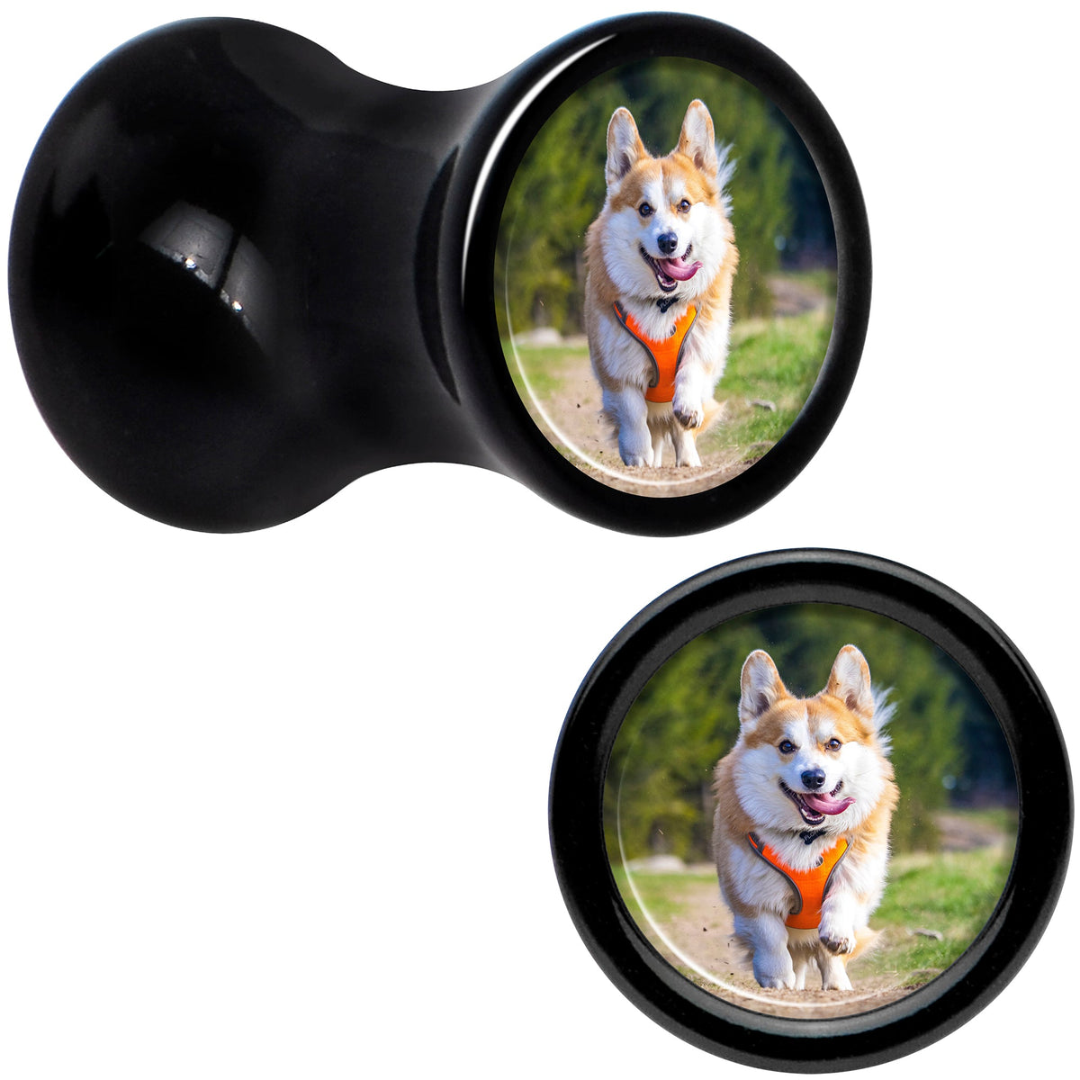 Black Acrylic Custom Photo Saddle Plug - buy 2 for a pair
