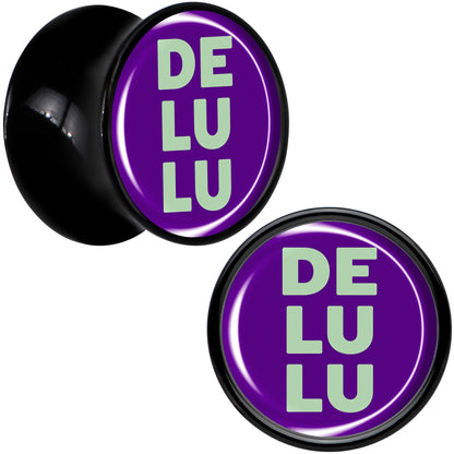 Word DELULU Black Acrylic Saddle Plug Set by Onyx O