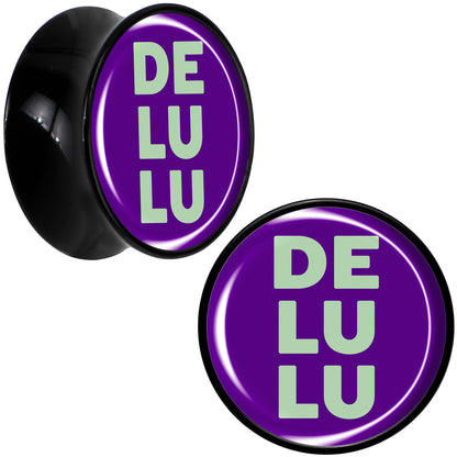 Word DELULU Black Acrylic Saddle Plug Set by Onyx O