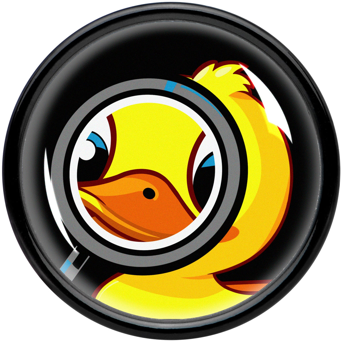Magnified Yellow Duck Black Acrylic Saddle Plug Set 8mm to 20mm by Onyx O
