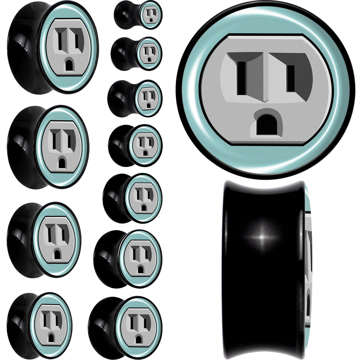 0G Frowning Plug OutletBlack Acrylic Saddle Plug Set by Onyx O