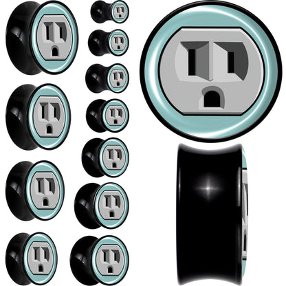0G Frowning Plug OutletBlack Acrylic Saddle Plug Set by Onyx O