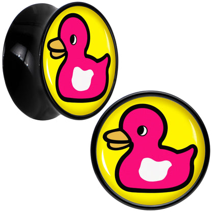 Black Acrylic Pink Ducky Double Flare Plug Set by Onyx O