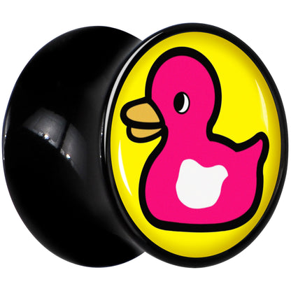 Black Acrylic Pink Ducky Double Flare Plug Set by Onyx O