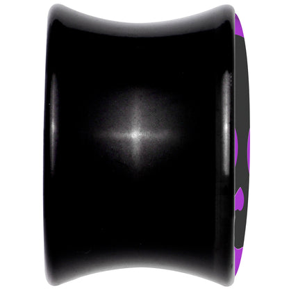 0G Purple Black Simple Skull Black Acrylic Saddle Plug Set by Onyx O