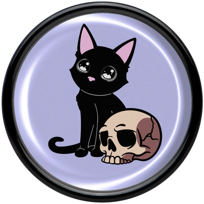 0G Skull Cat Black Acrylic Saddle Plug Set by Onyx O