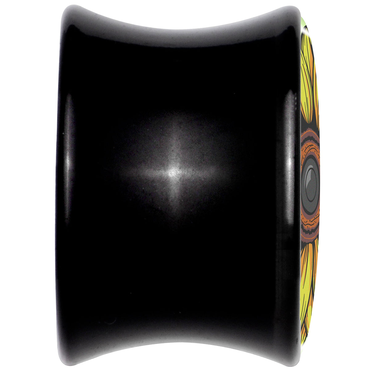 Blossom Creation Yellow Sunflower Black Acrylic Saddle Plug Set by Onyx O
