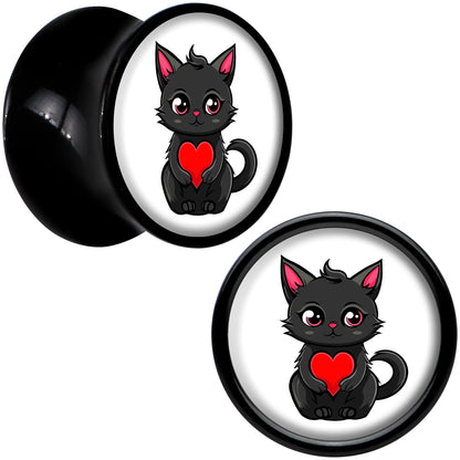 Valentine Cat Black Acrylic Saddle Plug Set by Onyx O