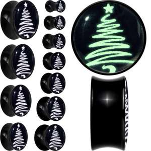 Glow in the Dark Holiday Christmas Tree Acrylic Saddle Plug Set by Onyx O