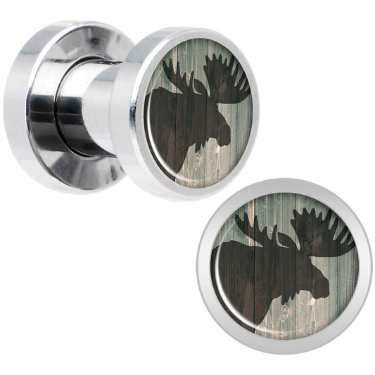 Holiday Rustic Wood Moose Screw Fit Plug Set Sizes 5mm to 20mm