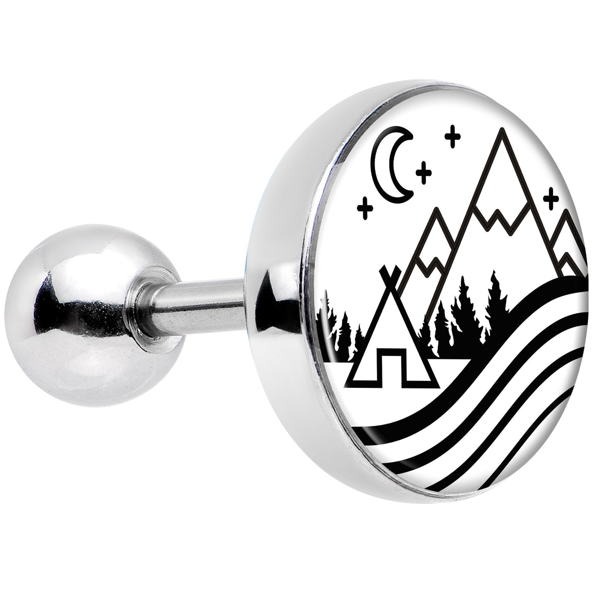 16G 1/4 Camping in the Mountains Tragus Cartilage Earring