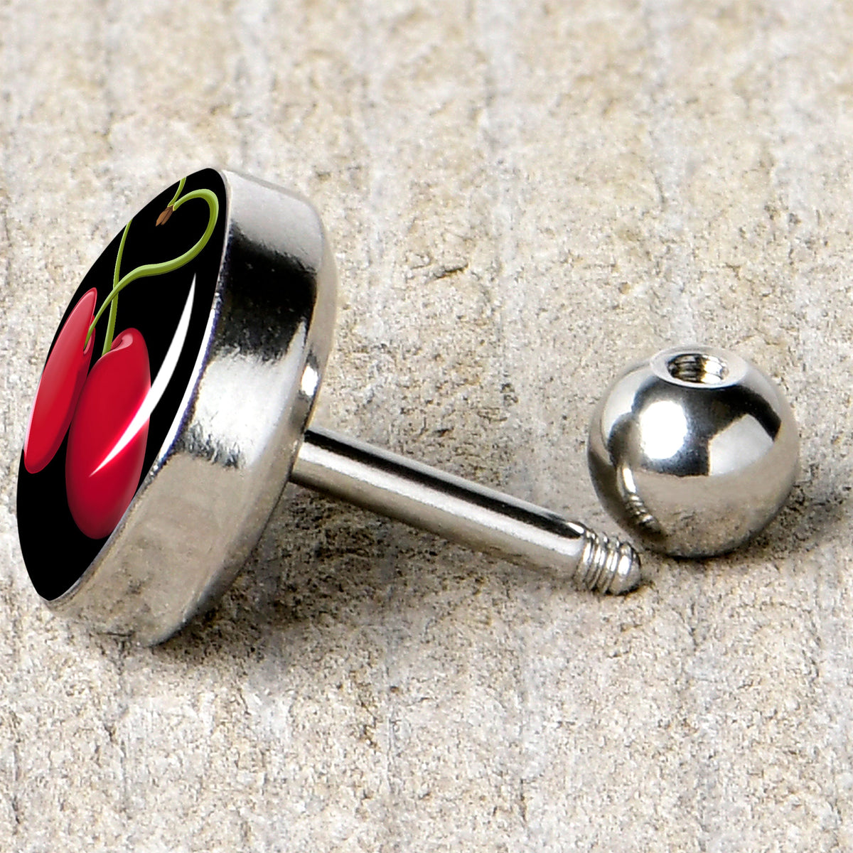 16G 1/4 Cherry Heart Cartilage Tragus Earring by Onyx O