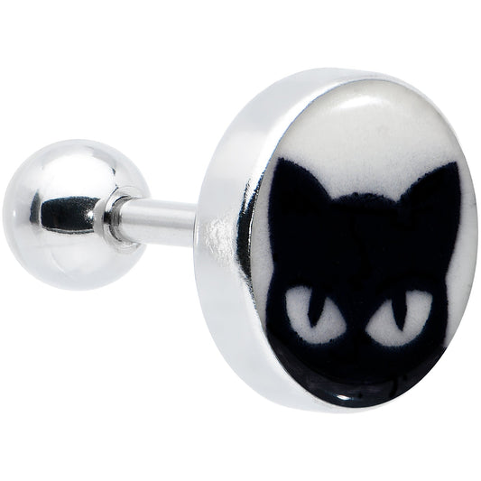 16G Glow in the Dark Peeking Black Cat Tragus Cartilage Earring by Onyx O