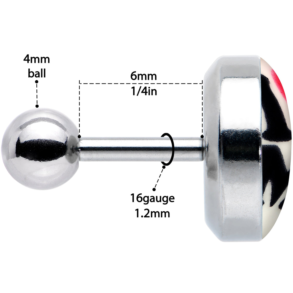 16G 1/4 Glow in the Dark I Love Me Cartilage Tragus Earring