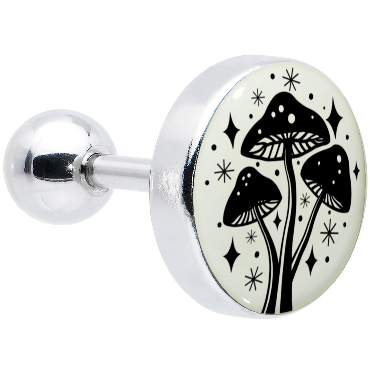 16G 1/4 Glow in the Dark Mystic Mushroom Tragus Cartilage Earring by Onyx O