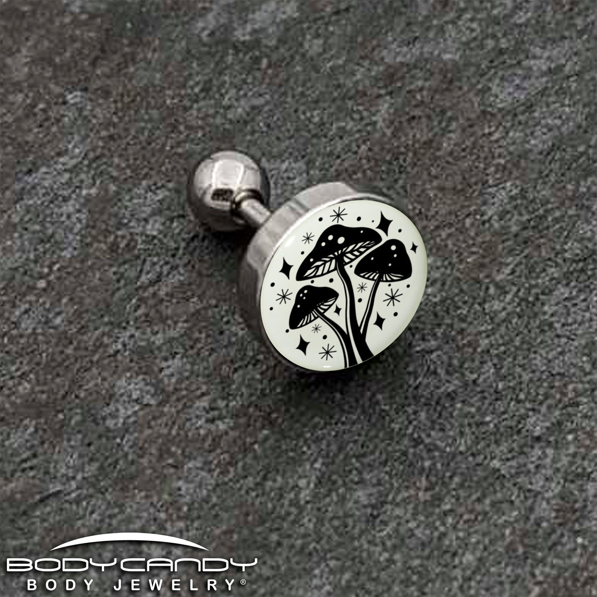 16G 1/4 Glow in the Dark Mystic Mushroom Tragus Cartilage Earring by Onyx O