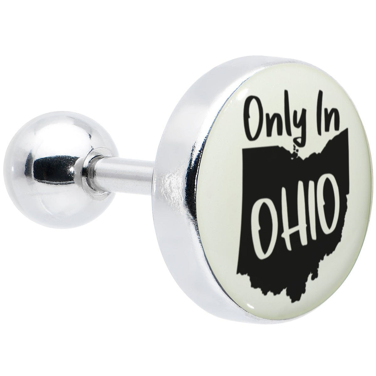 16G 1/4 Glow in the Dark Only in Ohio Tragus Cartilage Earring by Onyx O