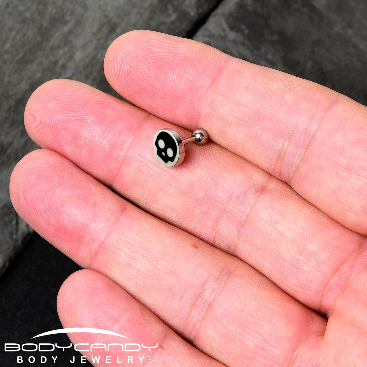 16G 1/4 Glow in the Dark Simple Skull Tragus Cartilage Earring by Onyx O