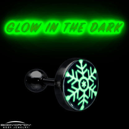 Glow in the Dark Holiday Snowflake Tragus Cartilage Earring by Onyx O