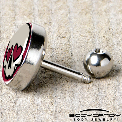 16G Valentine Heart Skull Tragus Cartilage Earring