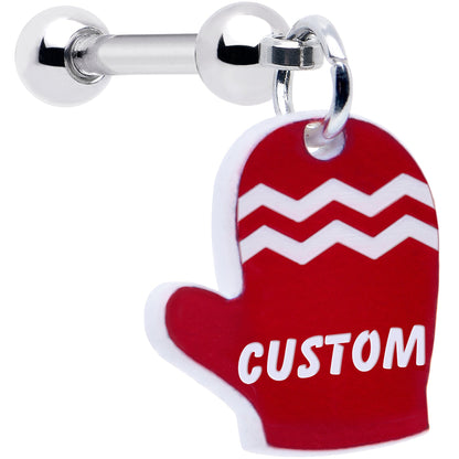 Custom Holiday Mitten Personalized Dangle Barbell Cartilage Earring