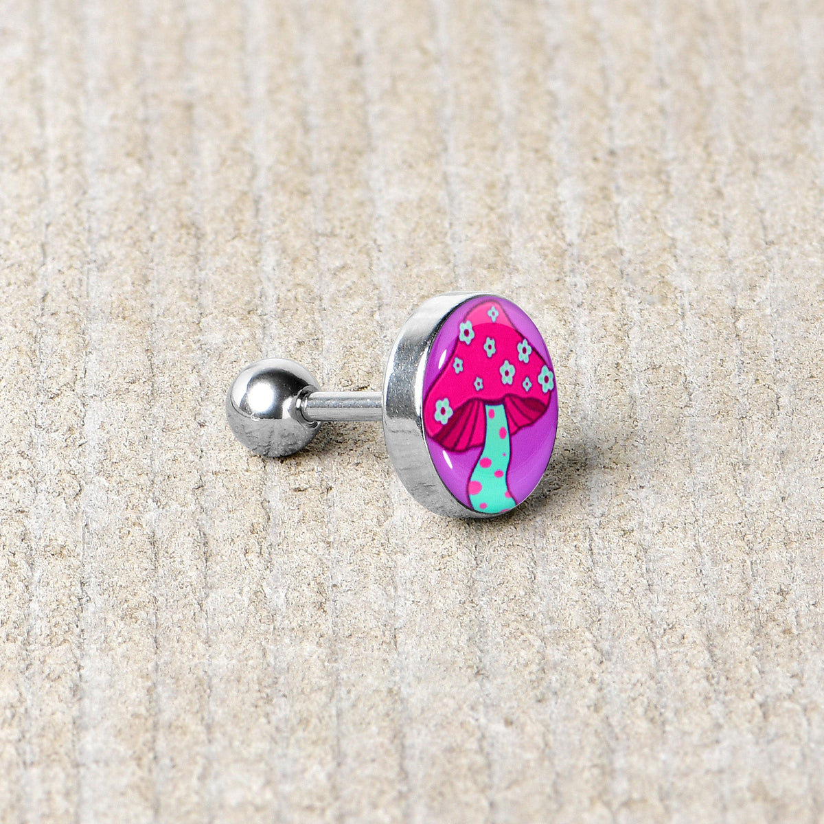 16G 1/4 Funky Floral Mushroom Cartilage Tragus Earring by Onyx O